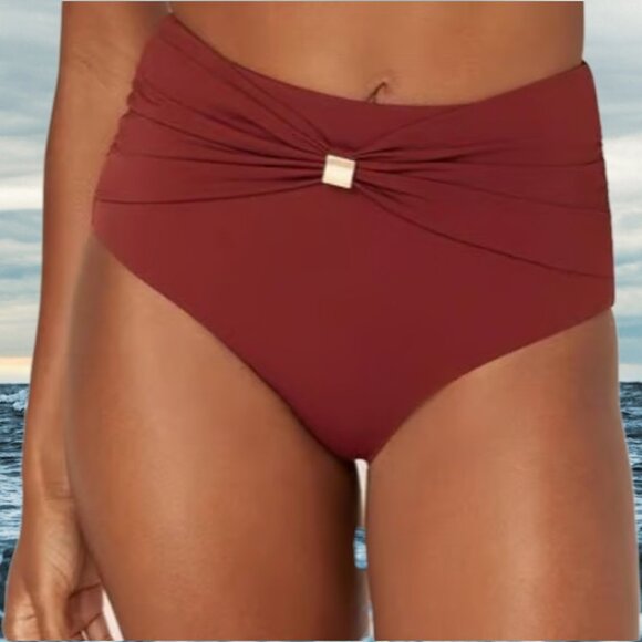 Andie Swim The Dalia Bottom Truffle Eco Nylon Size Medium - Picture 5 of 10